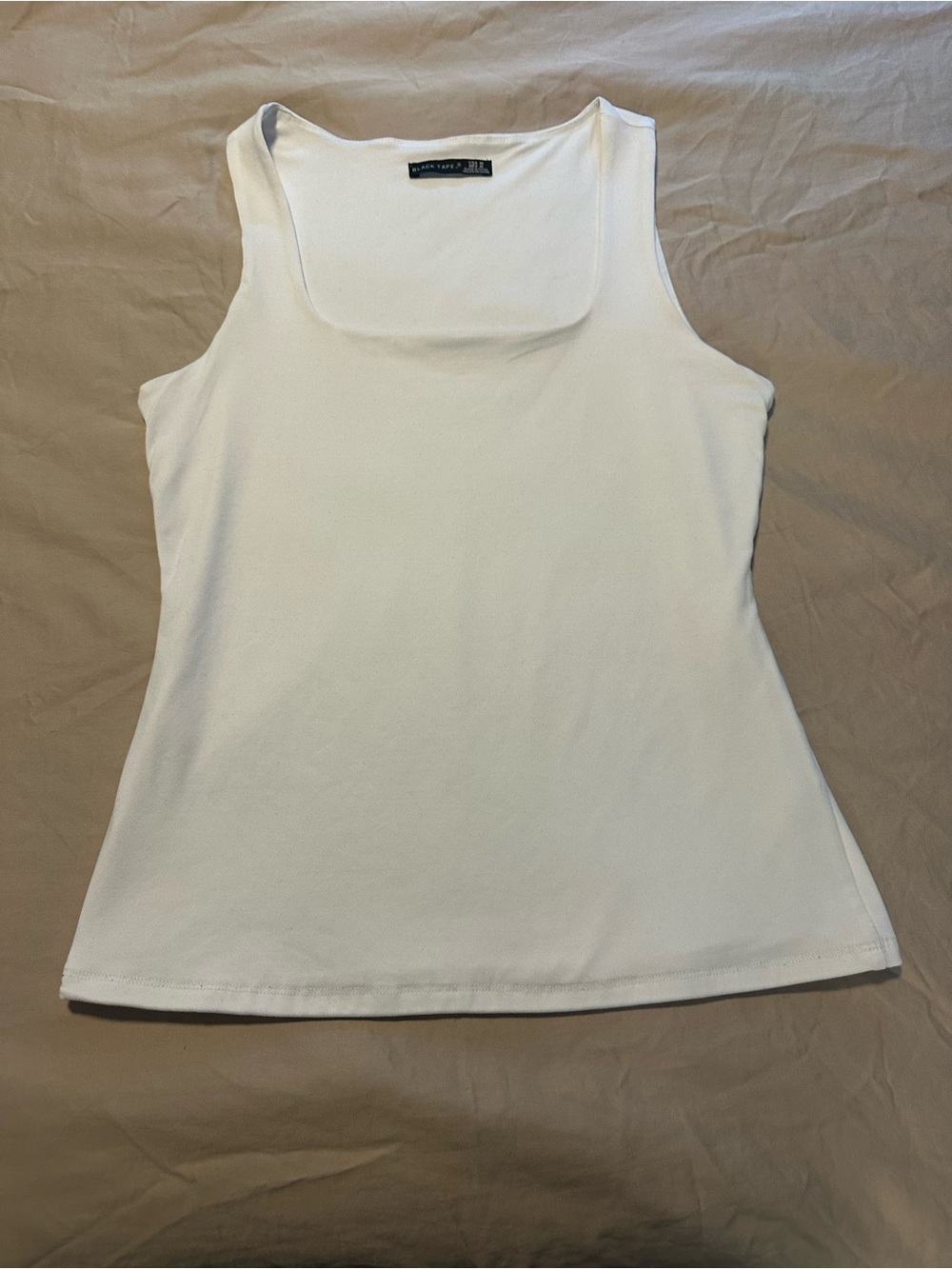 Black Tape White Scoop Neck Tank Top